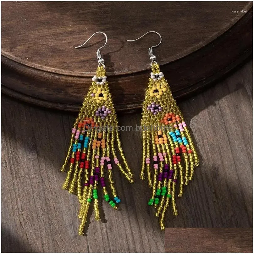 Dangle & Chandelier Dangle Earrings Beaded Tassels Daisy Flower Graphic Hand-Woven Fashion Minimalist Versatile Bohemian Alloy Women Dhisq