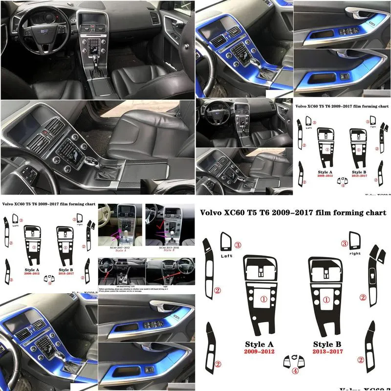 Stickers Car Interior Center Console Color Change Carbon Fiber Molding Sticker Decals For Volvo XC60 20092018