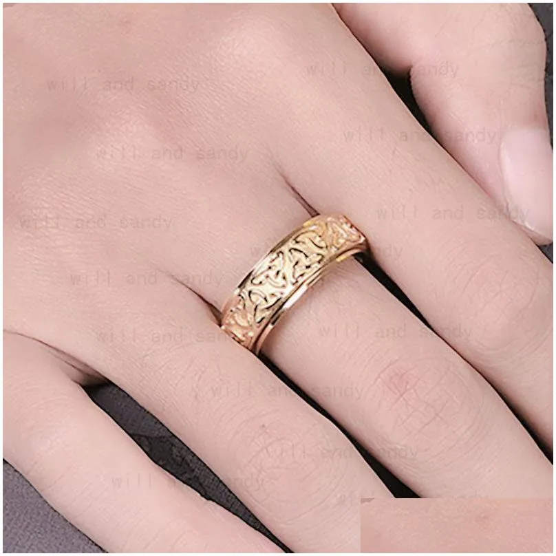 Jewelry Ancient Knot Ring Band Stainless Steel Rotatable Rings Women Men Relieve Hip Hop Fashion Fine Jewelry Drop Delivery Baby, Kids Dhomb