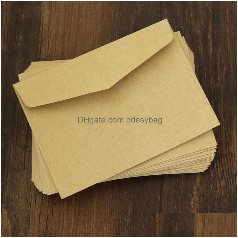 Packing Bags 1000Pcs/Lot Vintage Kraft Paper Envelope Bag Blank Thank You Card Business Creative Storage Mini Small Lx4382 Drop Delive Dhcpr