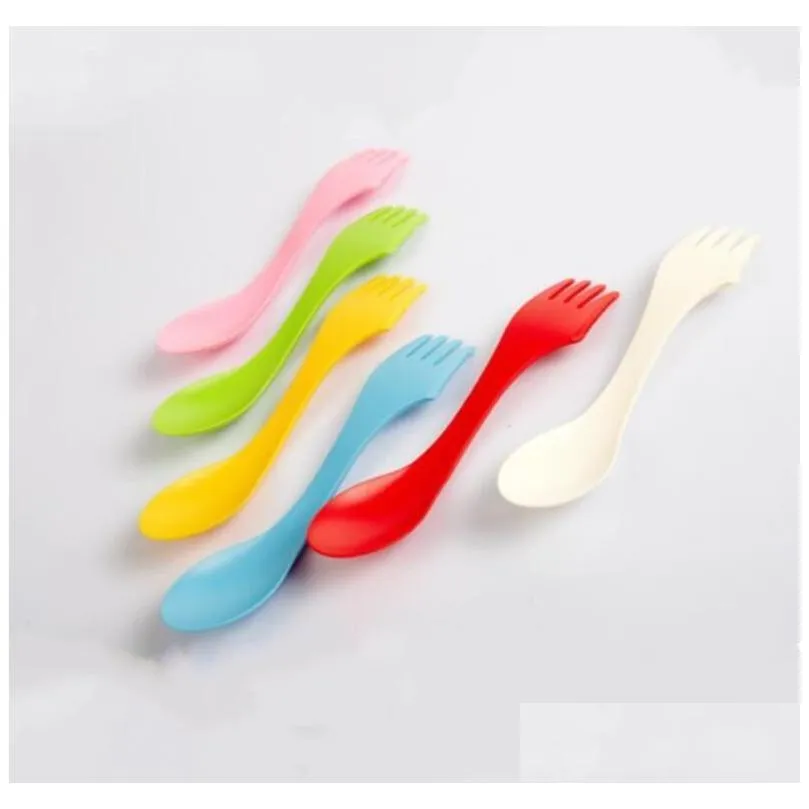 Dinnerware Sets 3 In 1 Plastic Flatware Spoon Fork Knife Cutlery Sets Cam Utensils Spork Dinnerware Travel Gadget Tool Drop Delivery H Dht4I