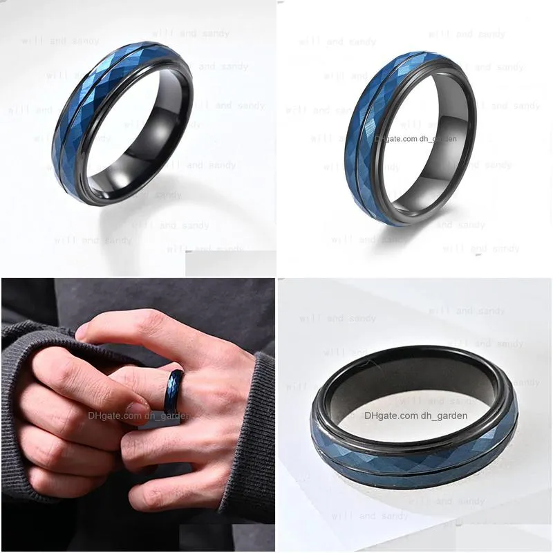 Band Rings Tungsten Steel Rhombus Black Contrast Color Ring Band For Men Women Hip Hop Fashion Fine Jewelry Drop Delivery Je Dhgarden Dhxwl