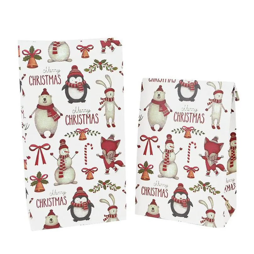 Christmas Decorations Kraft Paper Candy Cookie Bag Santa Claus Snowman Christmas Gift Packing Bags Xmas Navidad New Year Party Decor S Dhpx9