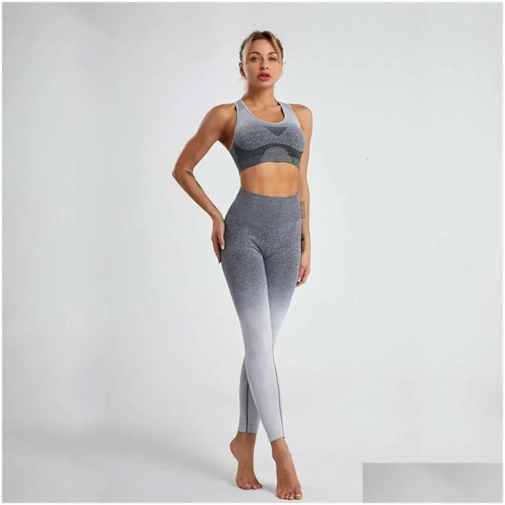 Lu Align Set Dye Seamless Fitness Tie Suit Bar Sports Women Sportswear Workout Clothes For Woman Gym Clothing Athletic Wear Yoga Lemo Dhxen