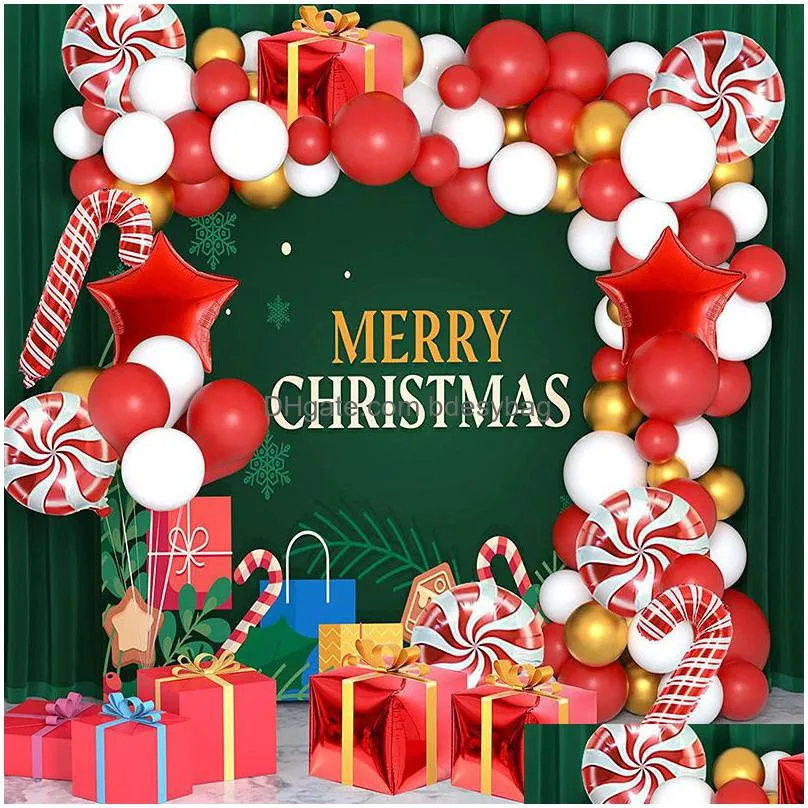 Christmas Decorations Christmas Balloons Arch Kit Santa Deer Red Candy Gift Box Foil Balloon For Decorations Party Supplies Lx5277 Dro Dhoaj