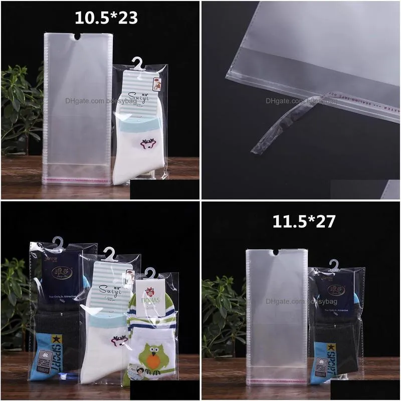 Packing Bags Clear Sock Packing Bags Opp Plastic Socks Bag Transparent Packaging Self Adhesive Seal With Hand Hole Lx3776 Drop Deliver Dh8F9