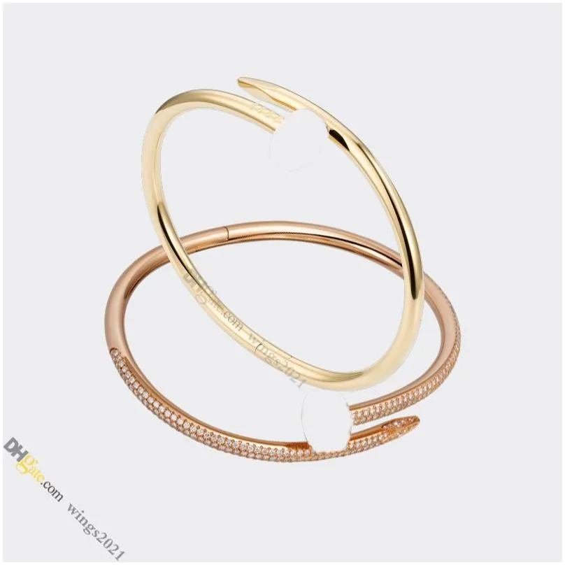 nail bracelet diamond jewelry designer for women designer bracelet Titanium Steel Bangle Gold-Plated Never Fading Non-Allergic, Gold Bracelets;