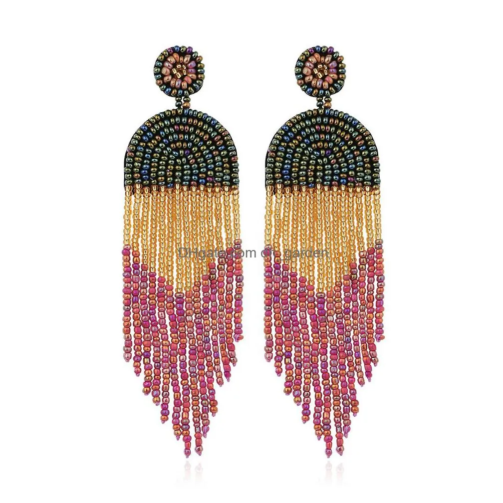 Dangle & Chandelier Fashion Earrings 2023 Bohemia Rice Beads Tassel Exaggerated Individual Seed Earring For Drop Delivery Je Dhgarden Dhgna