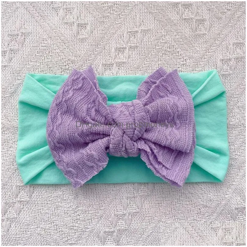 Hair Accessories Baby Girls Wide Nylon Bow Headbands Candy Color Soft Elastic Big Bowknot Solid Hairbands For Kids Head Band Children Dhtvg