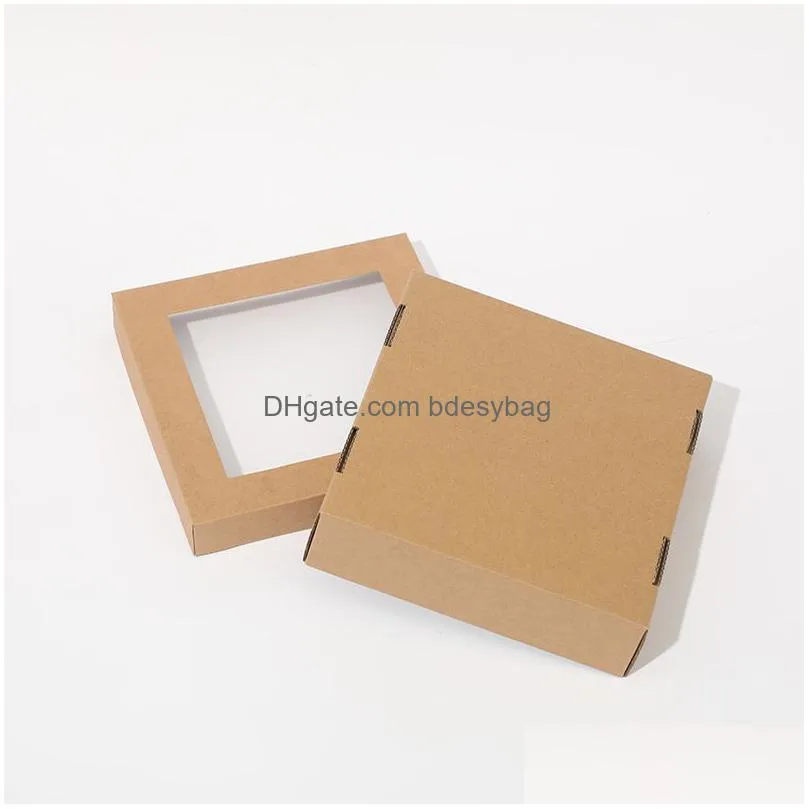 Gift Wrap 3 Size Large Kraft Paper Box With Window Handmade Jewelry Gift Boxes Wedding Party Decoration Lx5105 Drop Delivery Home Gard Dht5C