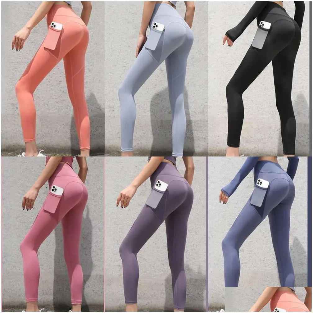 Lu Pant Align Lemon Yoga Outfit Leggings Women Push Up Wear Sports Female Jogger Pants Mesh Pocket Workout Tights Plus Size 3Xl Scrun Dh8Qv