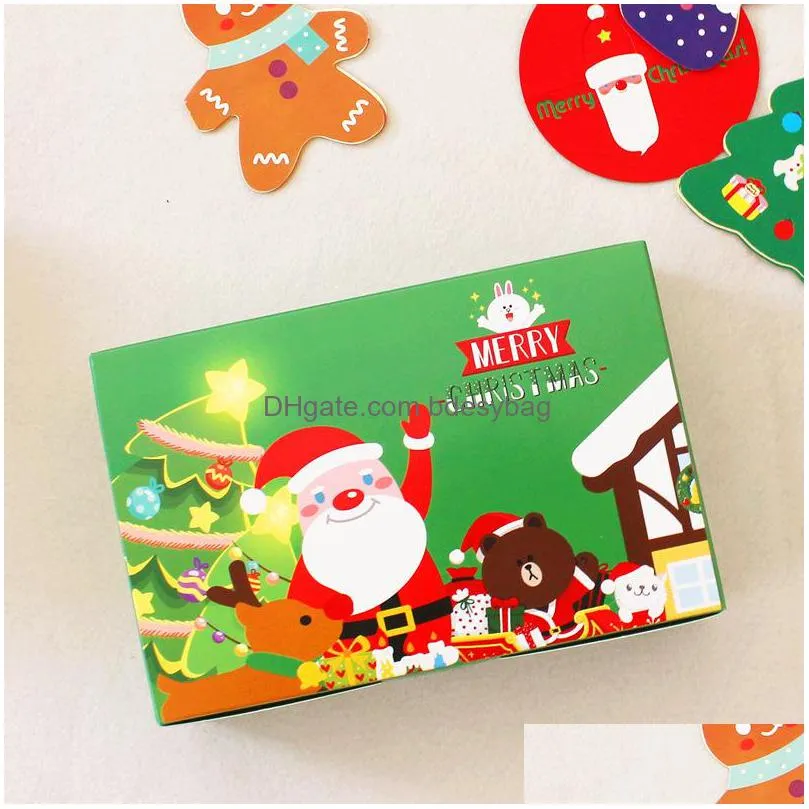 Gift Wrap Red Green Merry Christmas Paper Packaging Box Santa Claus Favor Gift Happy New Year Chocolate Candy Cookie Boxes Lx4370 Drop Dhsji