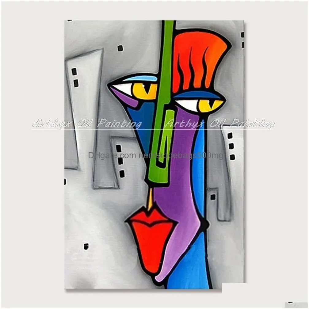 Paintings Arthyx Hand Painted Cartoon Characters Oil Paintings On Canvas Abstract  Art Posters Wall Pictures For Living Room Home D Dhcxz