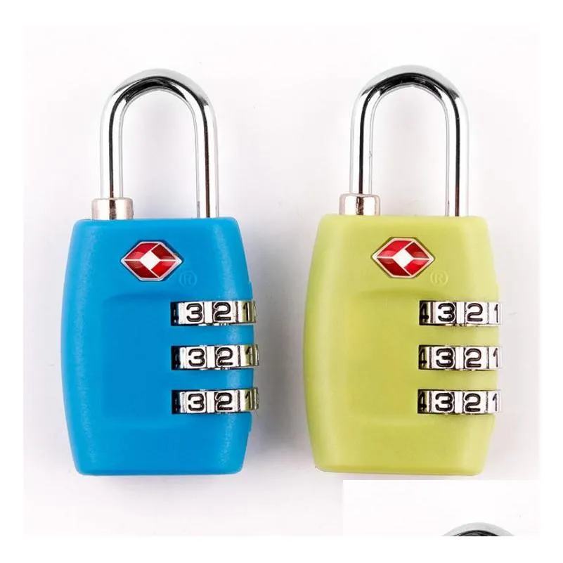 Door Locks New Tsa 3 Digit Code Combination Lock Resettable Cus Locks Travel Lage Padlock Suitcase High Security Sn2559 Drop Delivery Dhhlt