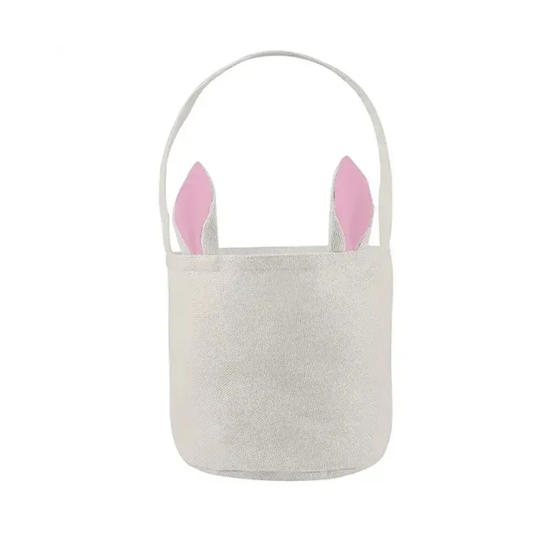 Party Gift Sublimation Blank Easter Bunny Basket Bags With Handle Carrying Gifts and Eggs Hunting Candy Bag Halloween Storage Rabbit Handbag Toys Bucket Tote