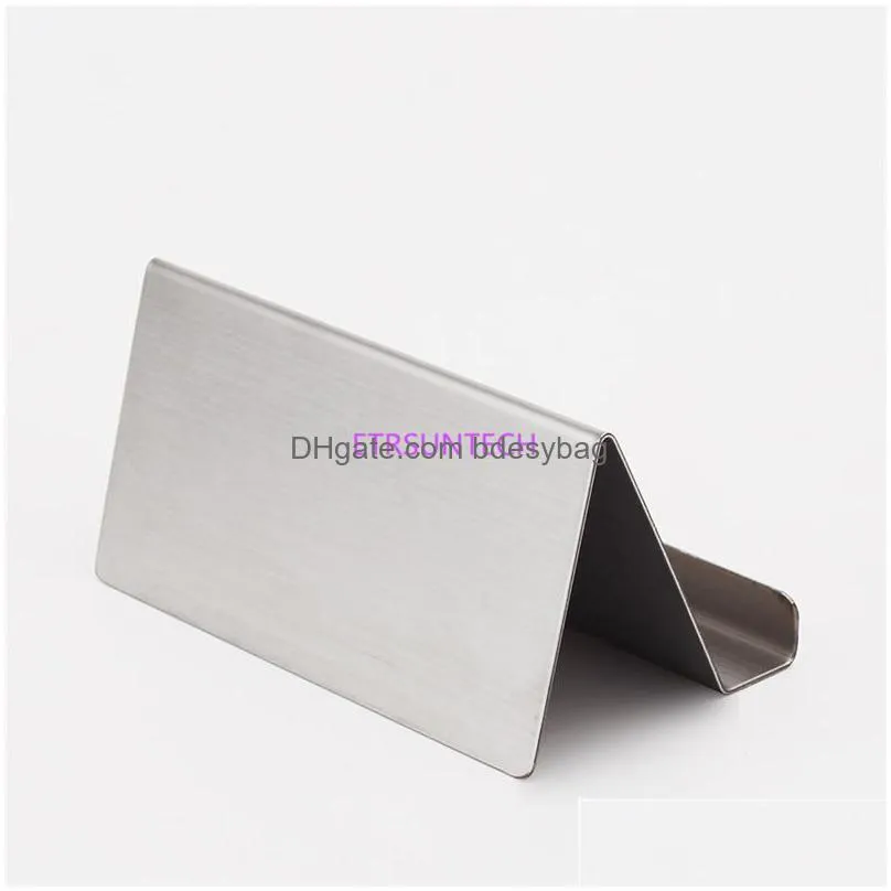Storage Holders & Racks Modern Stainless Steel Business Card Holder Name Holders Note Display Stand Satin Finish Luxury Desktop Case D Dhvoy