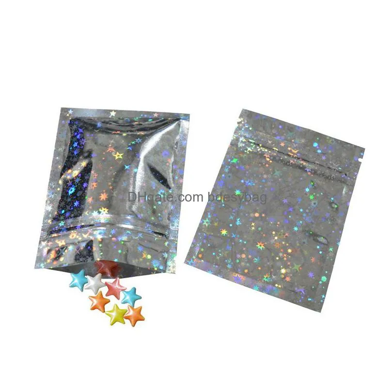 Storage Bags Star Laser Color Reclosable Aluminum Foil Zipper Packaging Bag Mylar Food Grocery Retails Packing Lx2960 Drop Delivery Ho Dhp1B