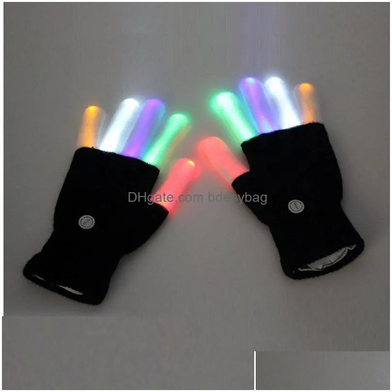 Party Decoration 100Pcs Ktv Club Party Dance Halloween Flashing Led Flash Gloves Finger Light Up Glow Fancy Dress Show Christmas Festi Dhksx