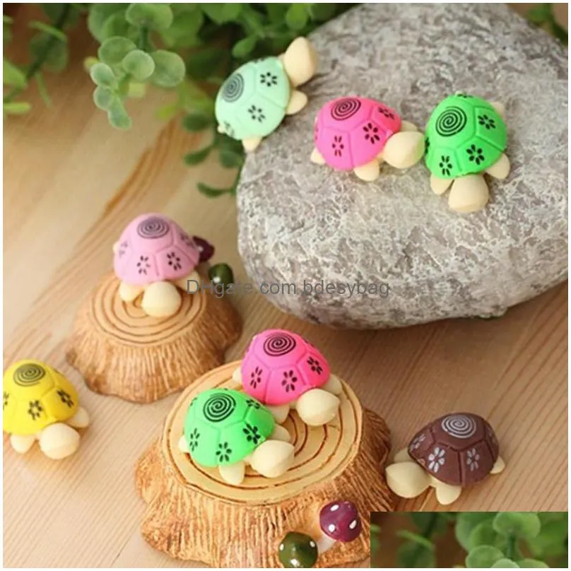 Erasers Cartoon Cute Colorf Animal Turtle Shape Environmental Protection Eraser Creative Wholesale Beautif And Practical Drop Delivery Dhd3D