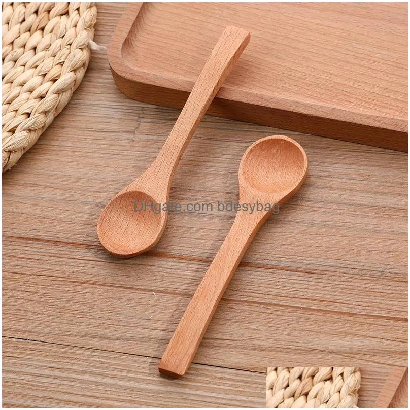 Spoons High Quality Wooden Spoon Childrens Jam Mini Honey Beech Scoop 12.7Cmx3Cm Factory Wholesale Drop Delivery Home Garden Kitchen, Dh0Bl