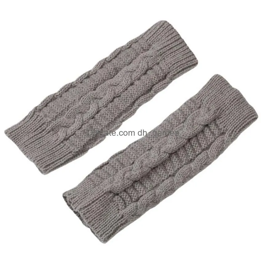 Mittens Knitted Short Braid Gloves Cloghet Arm Fingerless Winter Mittens Ers For Women Fashion Accessories Drop Delivery Fas Dhgarden Dha4N