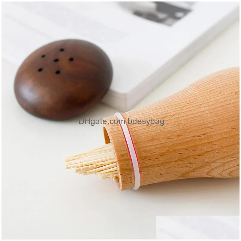 Toothpick Holders Solid Wood Tootick Holder Storage Box Kitchen Portable Mushroom Dispensers Home Restaurant Supplies Lx3201 Drop Deli Dhzg4