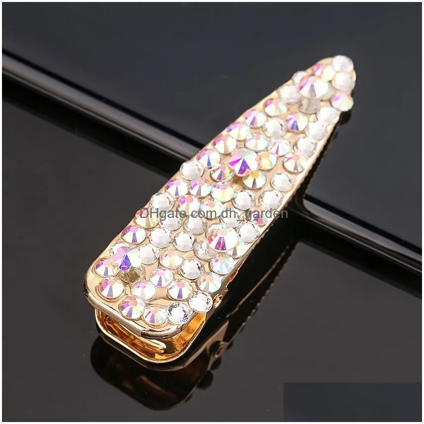 Hair Clips & Barrettes Simple Crystal Bobby Pins Clip Gold Bling Hair Clips Barrettes For Women Girls Fashion Jewelry Will Dhgarden Dhzex