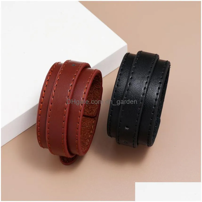 Bangle Pin Buckle Bangle Cuff Adjustable Mtilayer Wrap Bracelet Wristand For Men Women Will And Sandy Fashion Jewelry Drop Dhgarden Dhapc