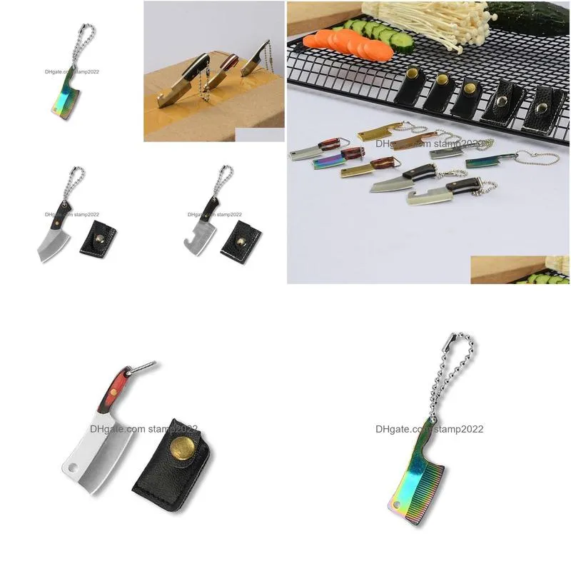 mini kitchen knife portable stainless steel knifes demolition express collection cut fruit keychain ornament gift aa