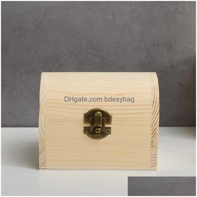 Storage Boxes & Bins Solid Natural Wood Arched Wooden Box Large And Medium Diy Clay Painted White Blank Handmade Lx4412 Drop Delivery Dhmyu