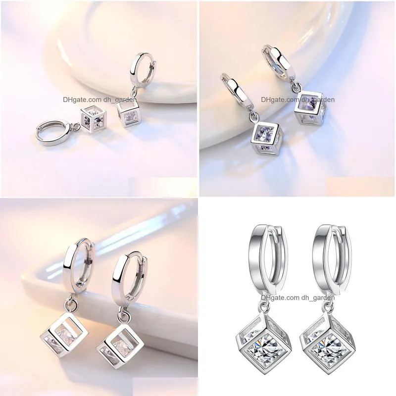 Dangle & Chandelier Update Cubic Zircon Box Earrings Sier Diamond Dangle Women Fashion Wedding Jewelry Gift Will And Drop D Dhgarden Dhvtd