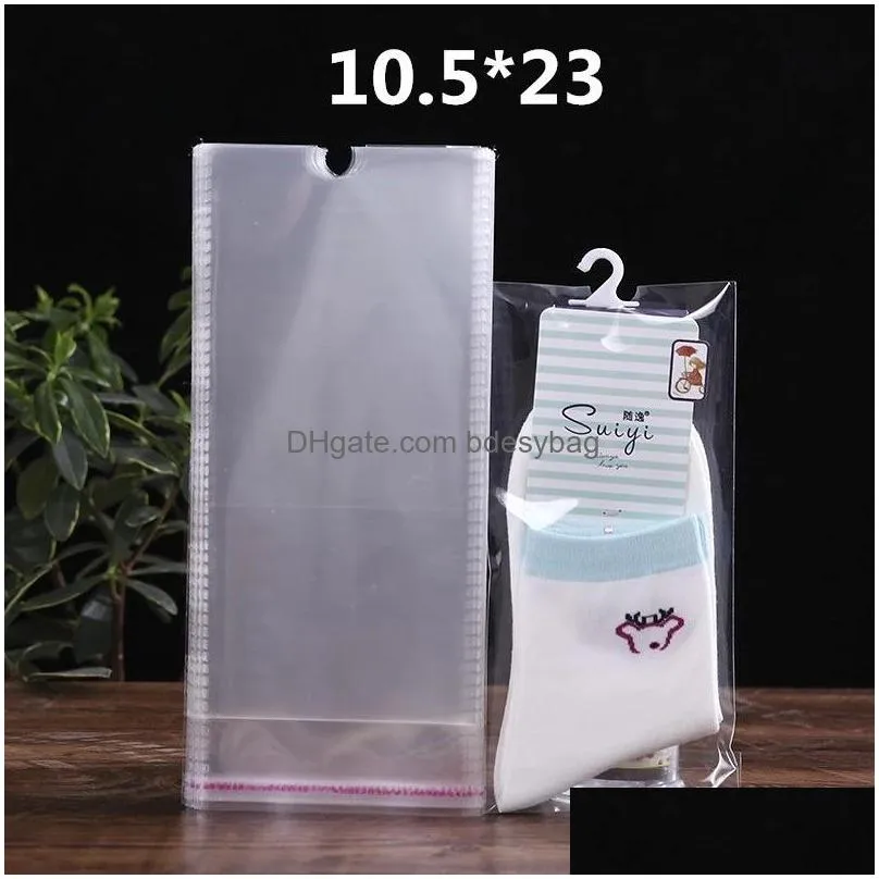 Packing Bags Clear Sock Packing Bags Opp Plastic Socks Bag Transparent Packaging Self Adhesive Seal With Hand Hole Lx3776 Drop Deliver Dh8F9