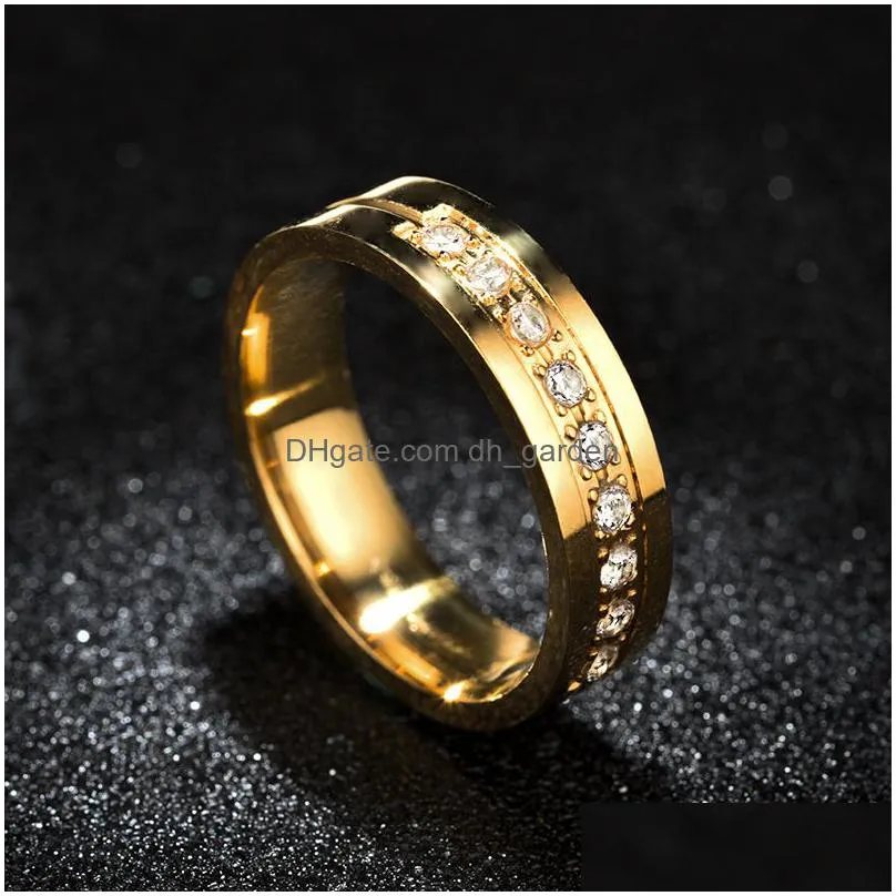 With Side Stones Update Gold Couple Diamond Stone Wedding Ring Bands For Women Men Love Stainless Steel Engagement Cz Promi Dhgarden Dhzbf