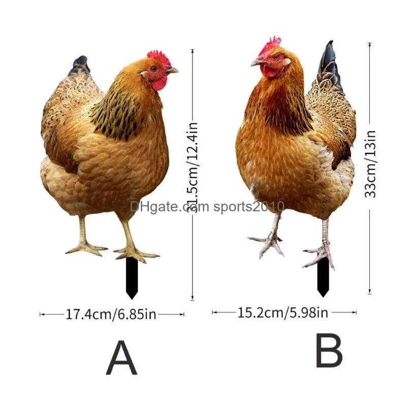 Garden Decorations 2Pc Ornaments Acrylic Chicken Yard Art Statues Backyard Lawn Stakes Plastic Hen Decor Creative Outdoor Drop Delive Dh4G7