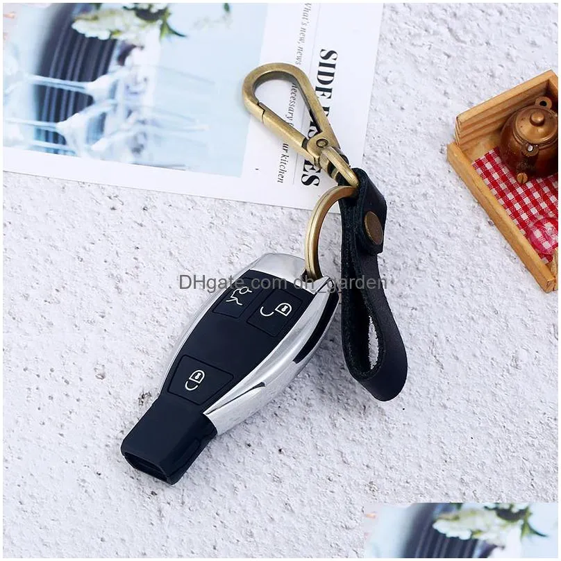 Key Rings Update Leather Key Ring Brown Black Business Car Keychain Holders For Men Fashion Gift Jewelry Drop Delivery Jewel Dhgarden Dh1Cc