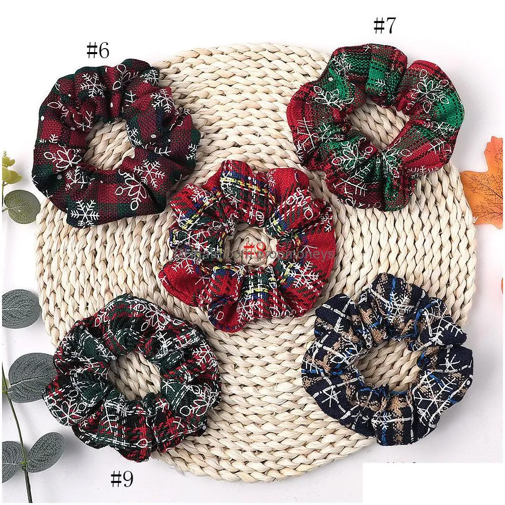 Hair Accessories Christmas Girl Hair Scrunchy Ring Elastic Bands Snowflake Red Plaid Large Intestine Sports Dance Scrunchie Soft Hairb Dhoym