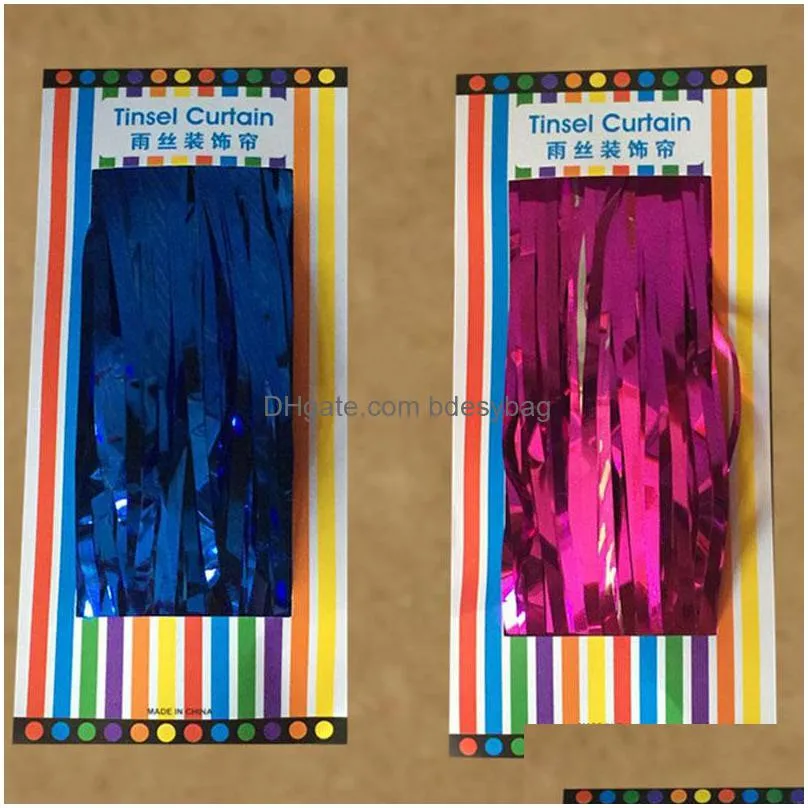 Party Decoration 3X1M Mti Colors Metallic Foil Fringe Door Curtains Tinsel Decor For Birthday/Wedding Party Po Booth Backdrop Za5492 D Dhos1