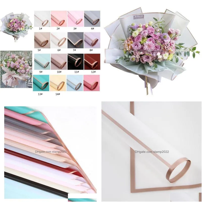 flower wrapped paper 20pcs/pack 60x60cm christmas wedding valentine day waterproof bronzing flower gift wrapping paper aa