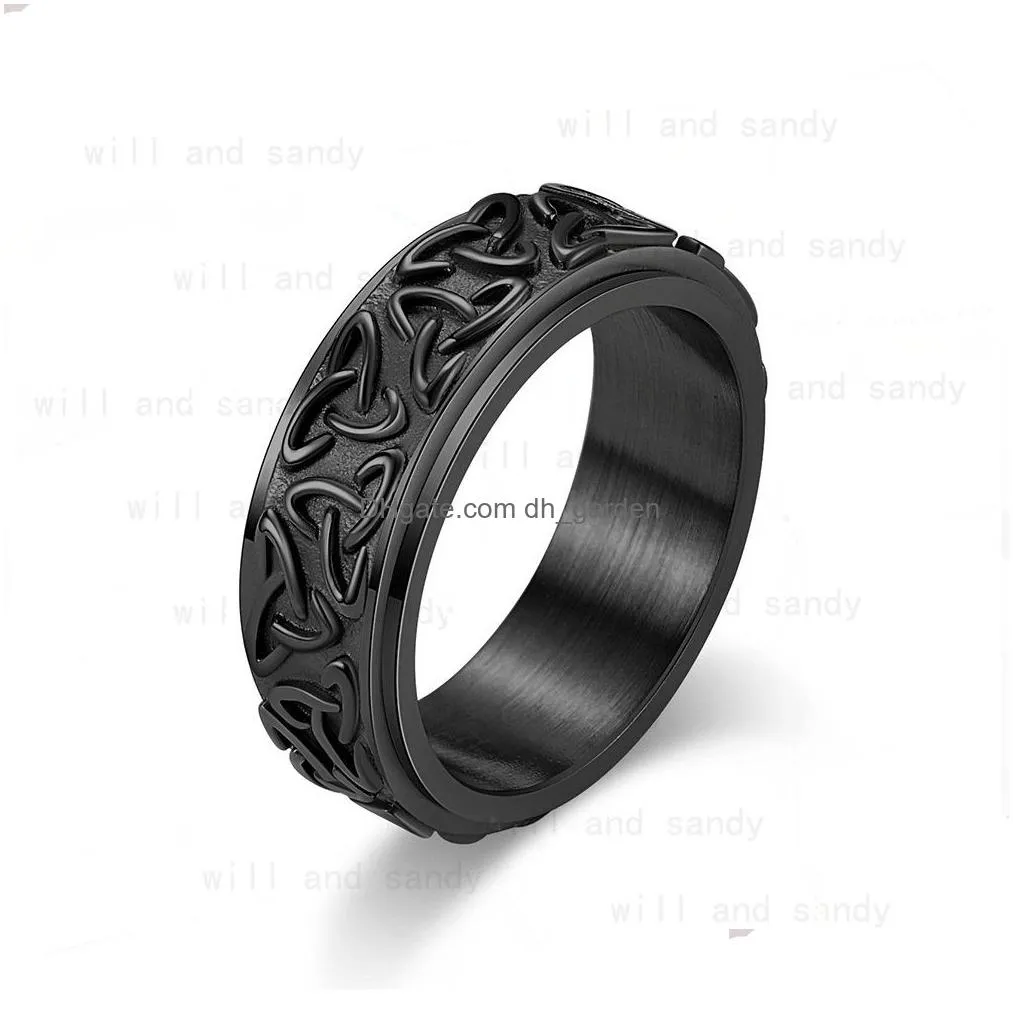 Band Rings Ancient Knot Ring Band Stainless Steel Rotatable Rings Women Men Relieve Hip Hop Fashion Fine Jewelry Drop Delive Dhgarden Dhzby