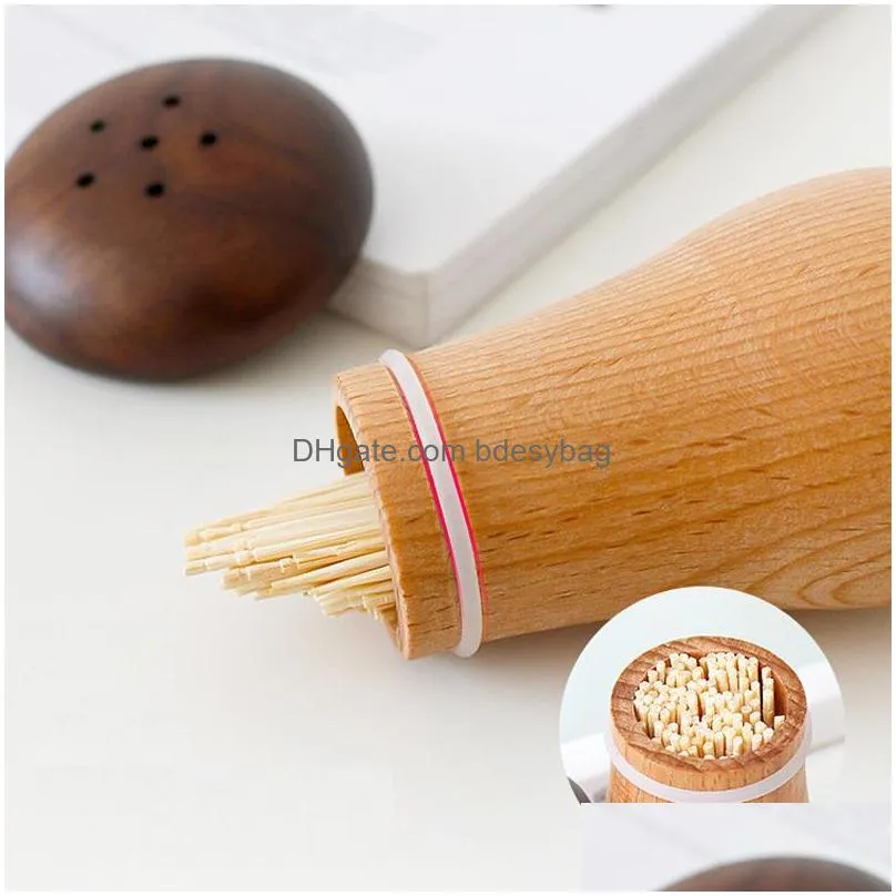 Toothpick Holders Solid Wood Tootick Holder Storage Box Kitchen Portable Mushroom Dispensers Home Restaurant Supplies Lx3201 Drop Deli Dhzg4