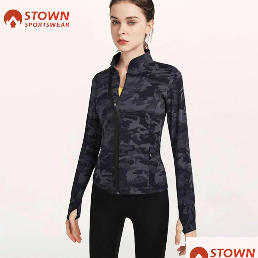 Lu Align Hoodies Yoga Camo Sports With Thumb Hole Gym Fitness Sportswear Running Top Long Sleeved Outerwear Camouflage Bomber Jacket Dh14A