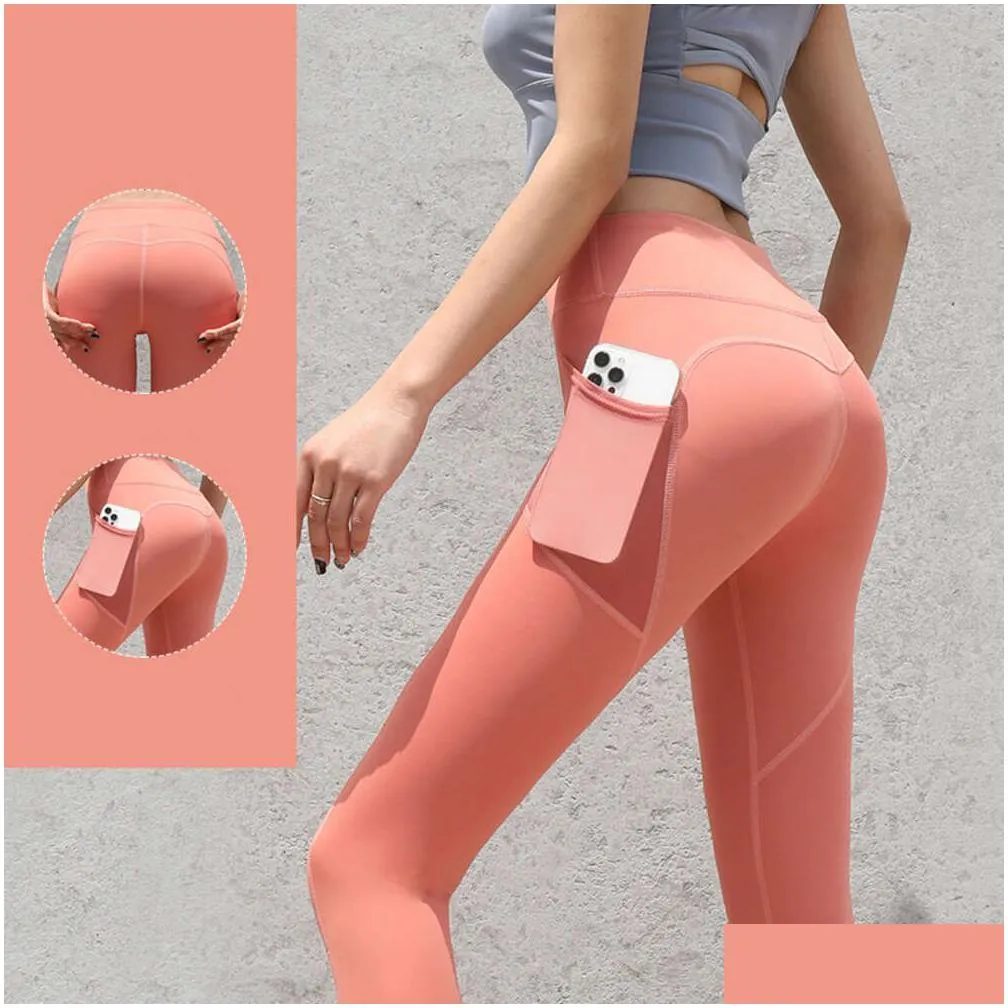 Lu Pant Align Lemon Yoga Outfit Leggings Women Push Up Wear Sports Female Jogger Pants Mesh Pocket Workout Tights Plus Size 3Xl Scrun Dh8Qv