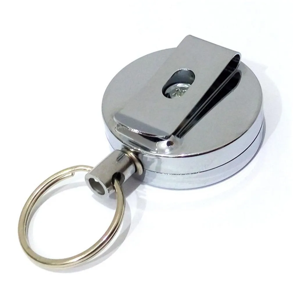 retractable keychain metal card badge holder belt clip key ring metal buckle recoil ring pull gift hha1266