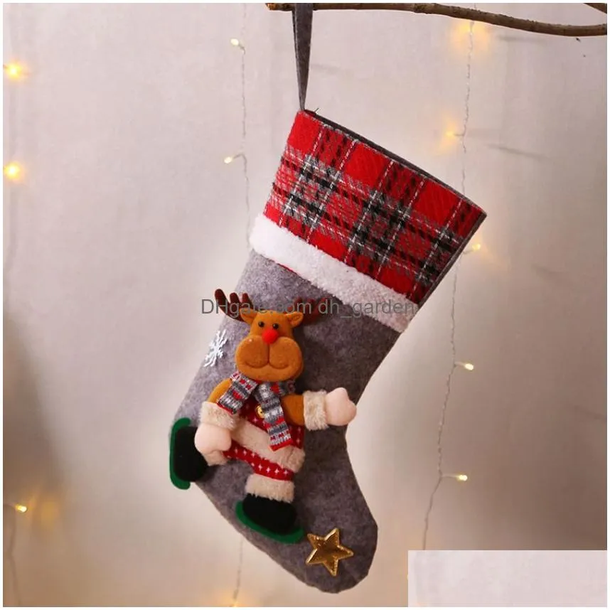 Christmas Decorations Cartoon Large Size Christmas Doll Socks Decorations Santa Snowman Reindeer Dolls Candy Gift Bag Orname Dhgarden Dhxtj