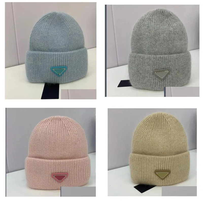 Beanie/Skull Caps Designer Wool Knitted Beanie Skl Cap For Women And Men 2023 Winter New Mens Warm Knit Caps Ski Hats Masks Fitted Uni Dh2Iw