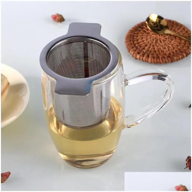 stainless stee tea infuser mesh basket strainer loose leaf ss304 teapot filter spice fine leak mesh big with lid