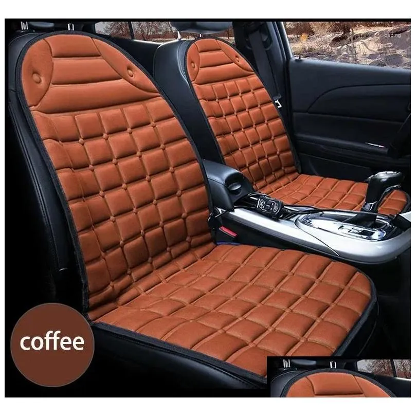 Car Seat Covers 2pcs 12V Heated Cushion Cover Heater Warmer Winter Household Driver Cushions Mats