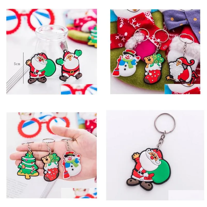 christmas keychains pendant creative cartoon santa claus snowman keyring luggage decoration key chain gift