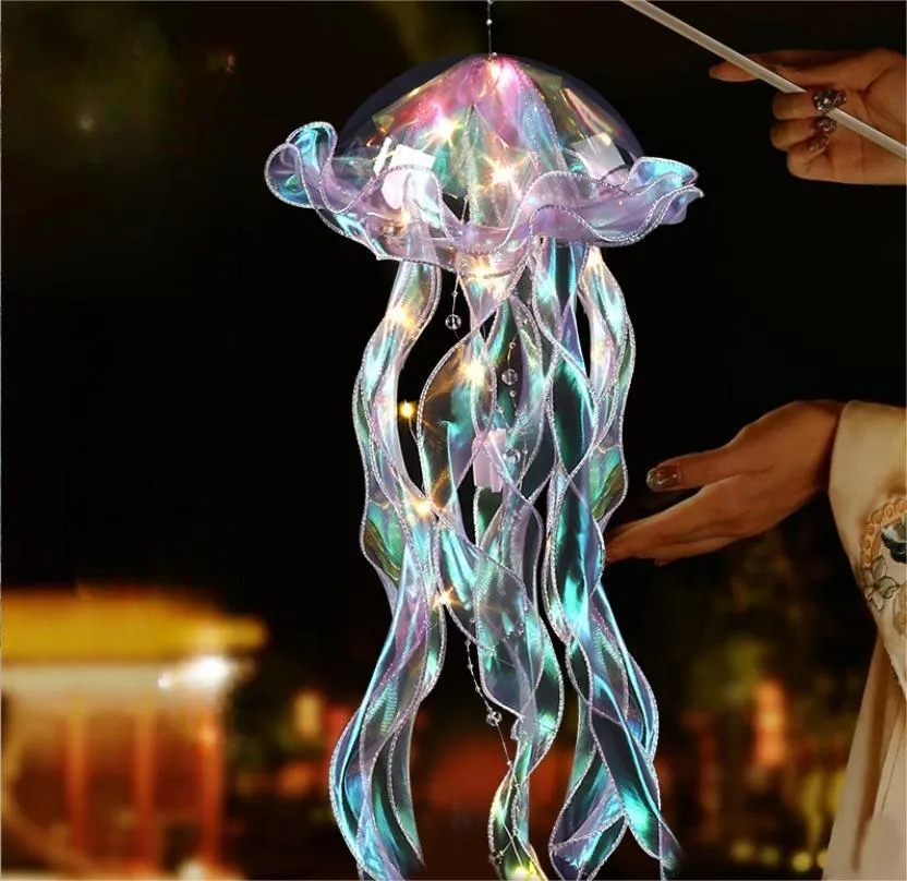 wholesale beautiful led inflatable balloon jellyfish with air blower for nightclub or party ceilling hanging jellyfish