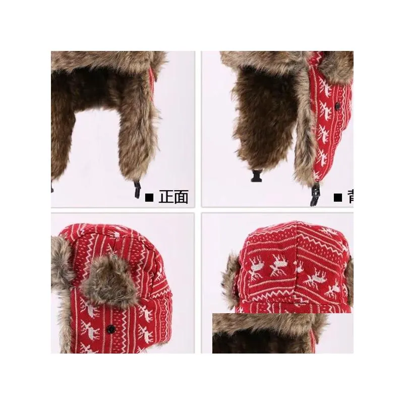 Trapper Hats Wholesale- New Women Winter Hat With Earflaps Ski Bomber Outdoor Snow Ear Flaps Cap Drop Delivery Fashion Accessories Hat Dh2Cz